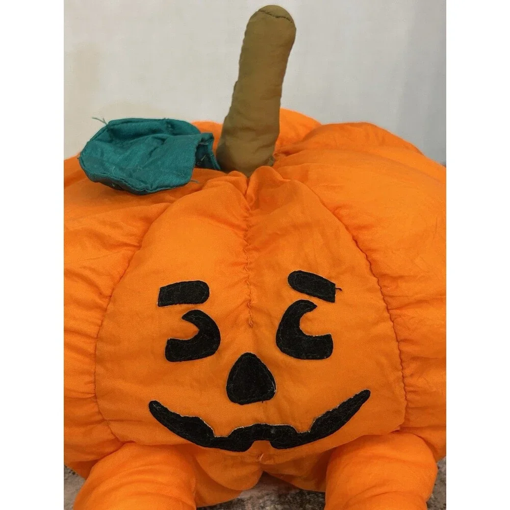 Vintage Toy-O-Rama Pumpkin Parachute Nylon Stuffed Plush Shelf Sitter Halloween
